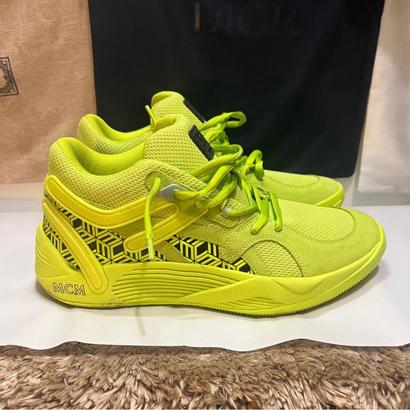 MCM Neon Yellow Geometric Sneakers - Picture 4 of 9